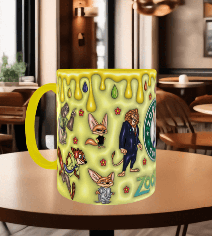Zootropolis Baskı içi ve Kulpu Renkli Kupa