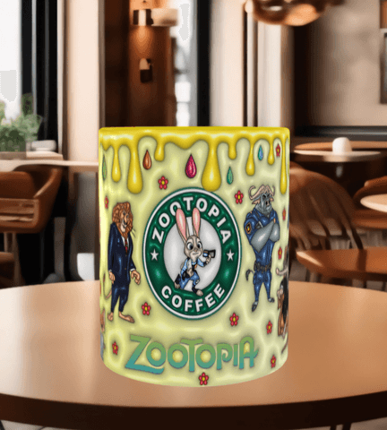 Zootropolis Baskı içi ve Kulpu Renkli Kupa