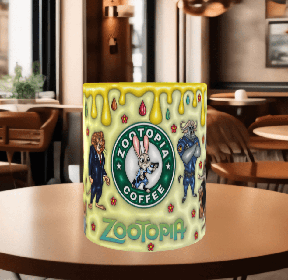 Zootropolis Baskı içi ve Kulpu Renkli Kupa
