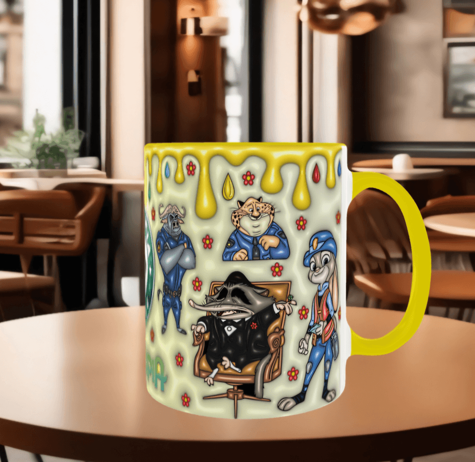 Zootropolis Baskı içi ve Kulpu Renkli Kupa