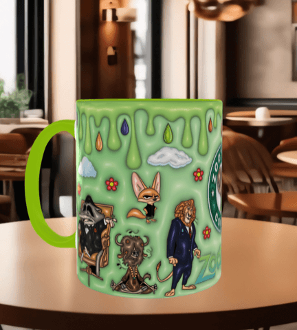 Zootropolis Baskı içi ve Kulpu Renkli Kupa