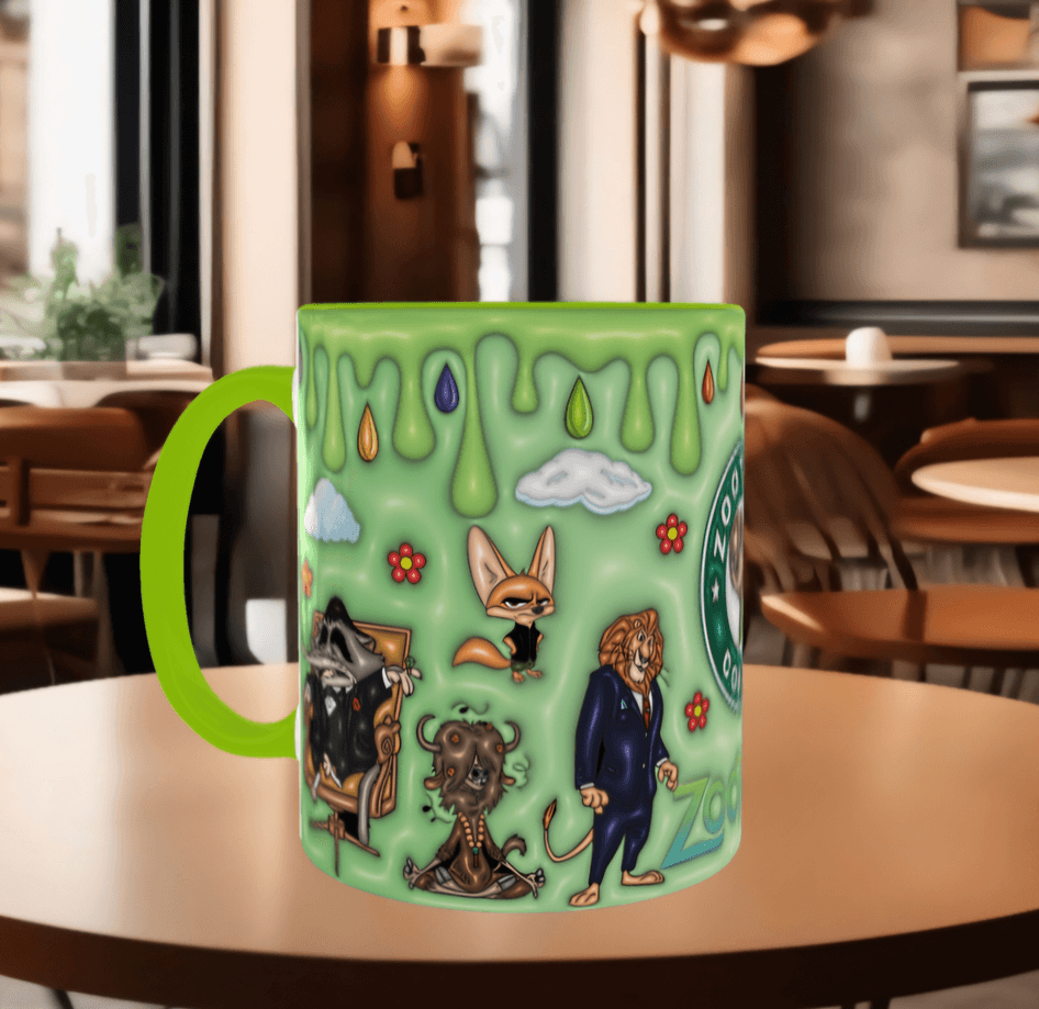 Zootropolis Baskı içi ve Kulpu Renkli Kupa