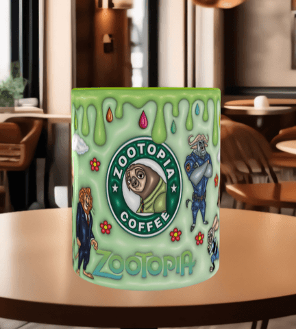 Zootropolis Baskı içi ve Kulpu Renkli Kupa