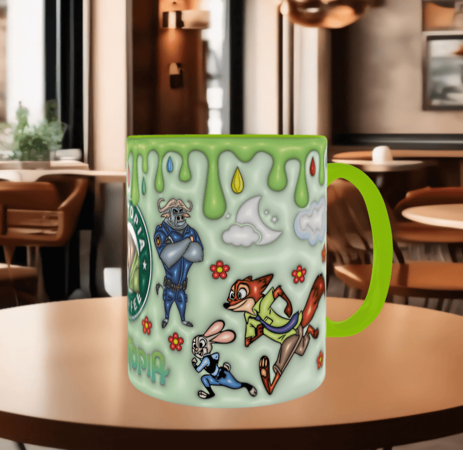 Zootropolis Baskı içi ve Kulpu Renkli Kupa