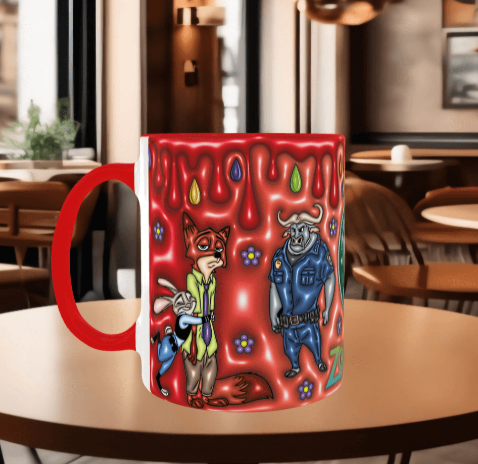 Zootropolis Baskı içi ve Kulpu Renkli Kupa