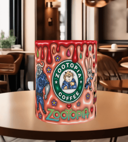 Zootropolis Baskı içi ve Kulpu Renkli Kupa