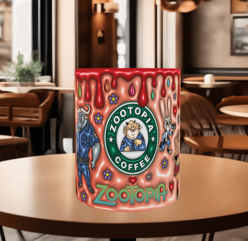 Zootropolis Baskı içi ve Kulpu Renkli Kupa