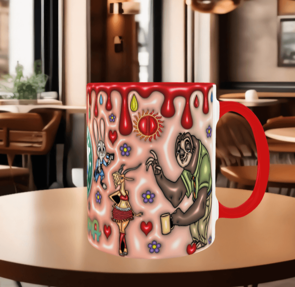 Zootropolis Baskı içi ve Kulpu Renkli Kupa