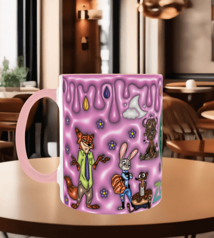 Zootropolis Baskı içi ve Kulpu Renkli Kupa