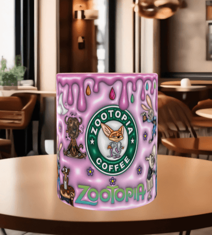 Zootropolis Baskı içi ve Kulpu Renkli Kupa