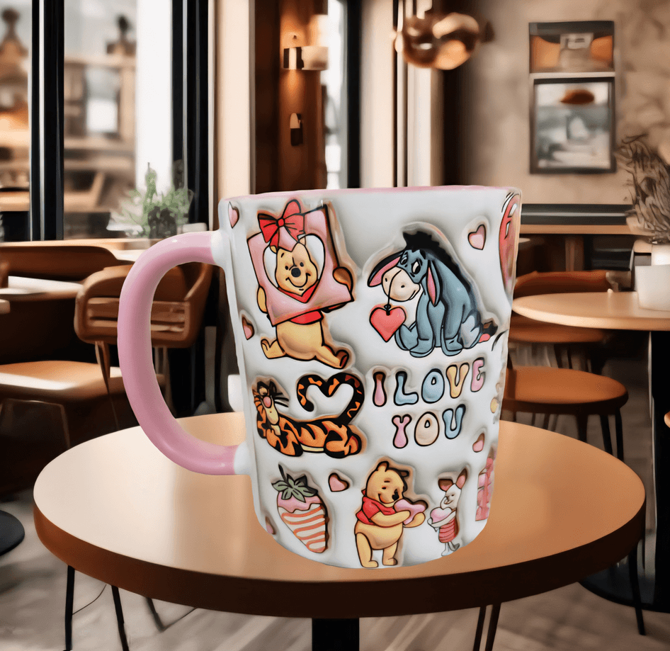Winnie Baskı içi ve Kulpu Renkli Kupa