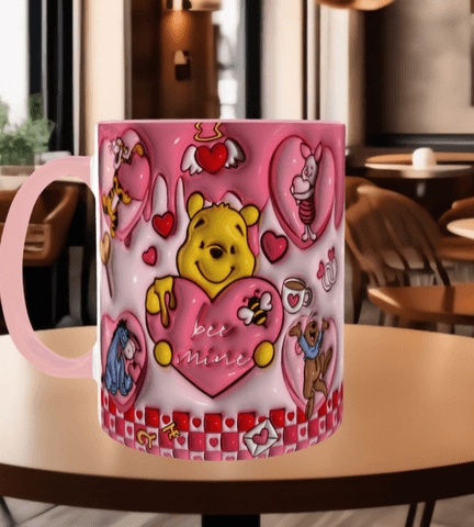Winnie Baskı içi ve Kulpu Renkli Kupa