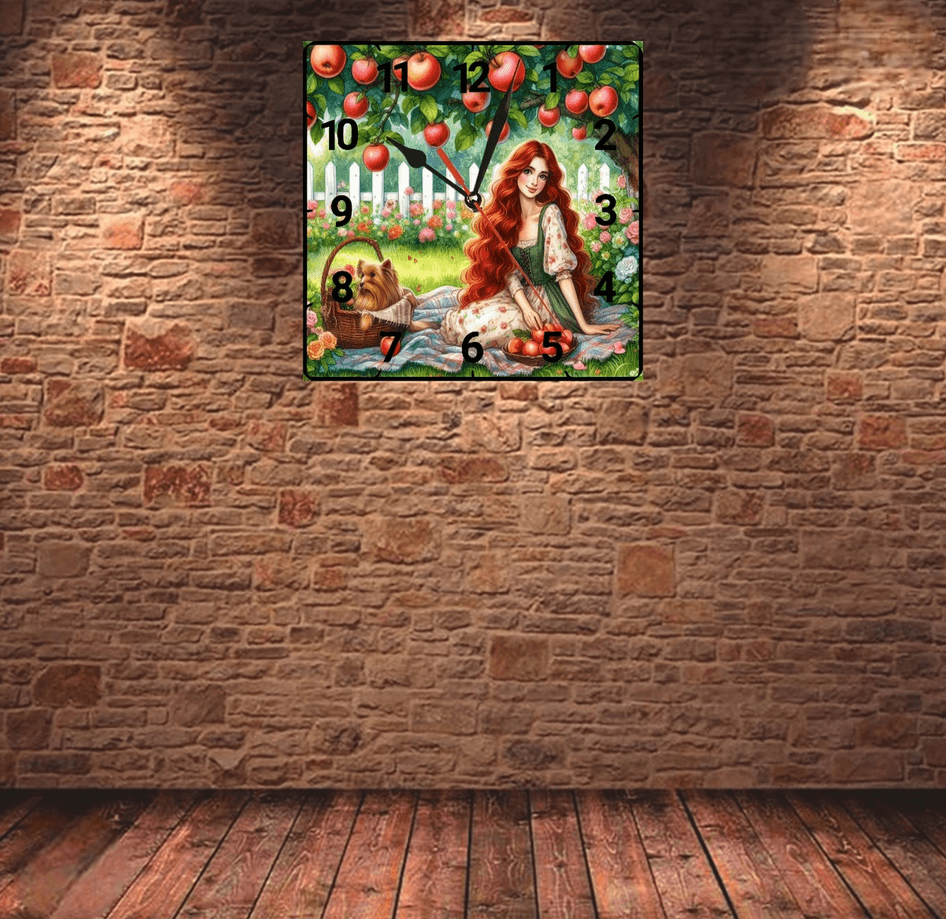 Elma ağacı vintage baskı metal hediyelim dekoratif kaliteli duvar saati