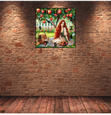 Elma ağacı vintage baskı metal hediyelim dekoratif kaliteli duvar saati