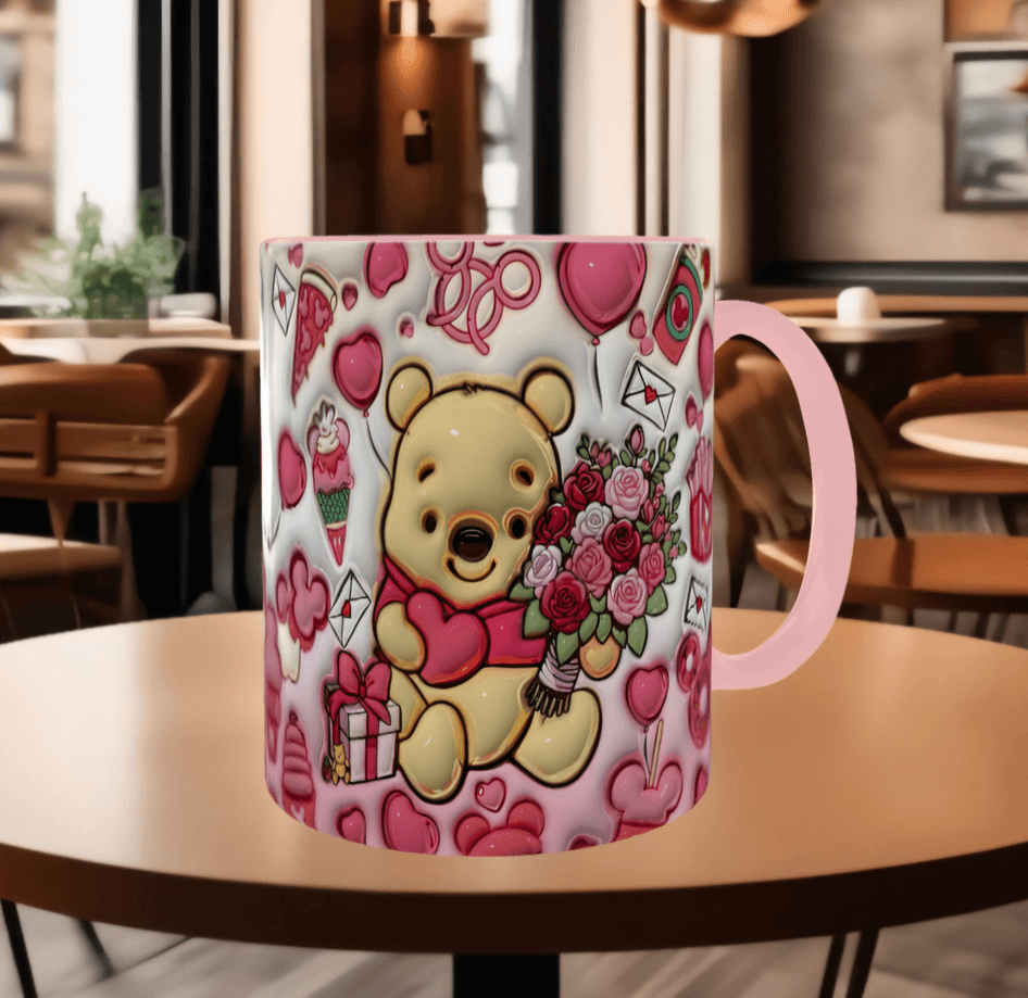 Winnie Baskı içi ve Kulpu Renkli Kupa