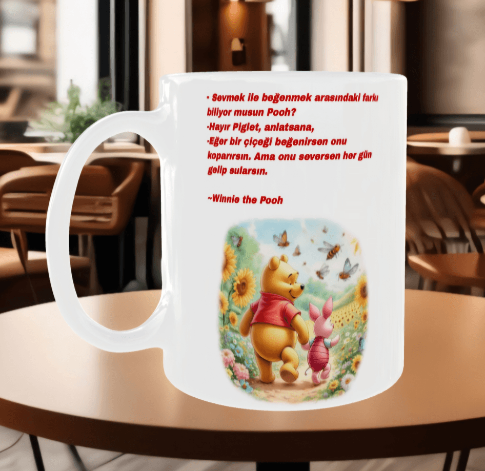 Winnie Baskı içi ve Kulpu Renkli Kupa