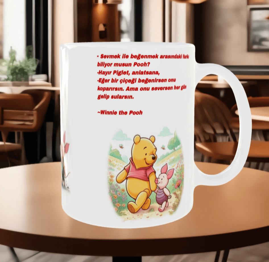 Winnie Baskı içi ve Kulpu Renkli Kupa