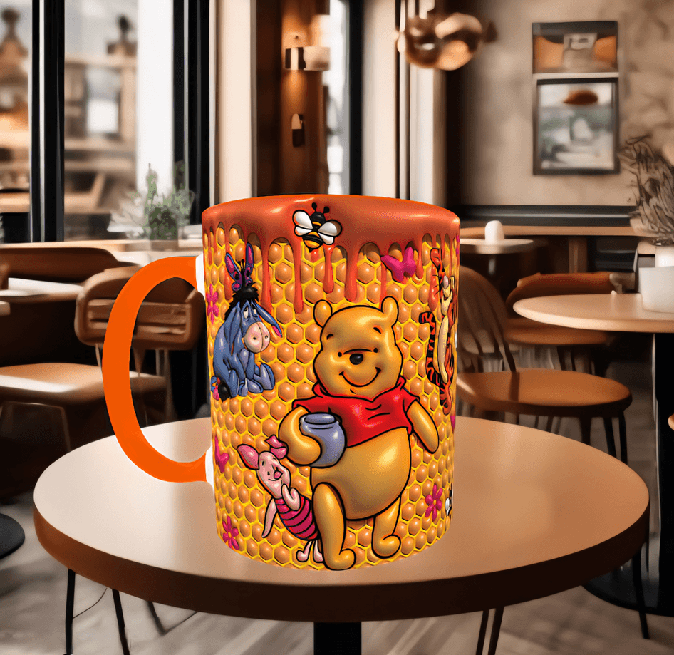 Winnie Baskı içi ve Kulpu Renkli Kupa