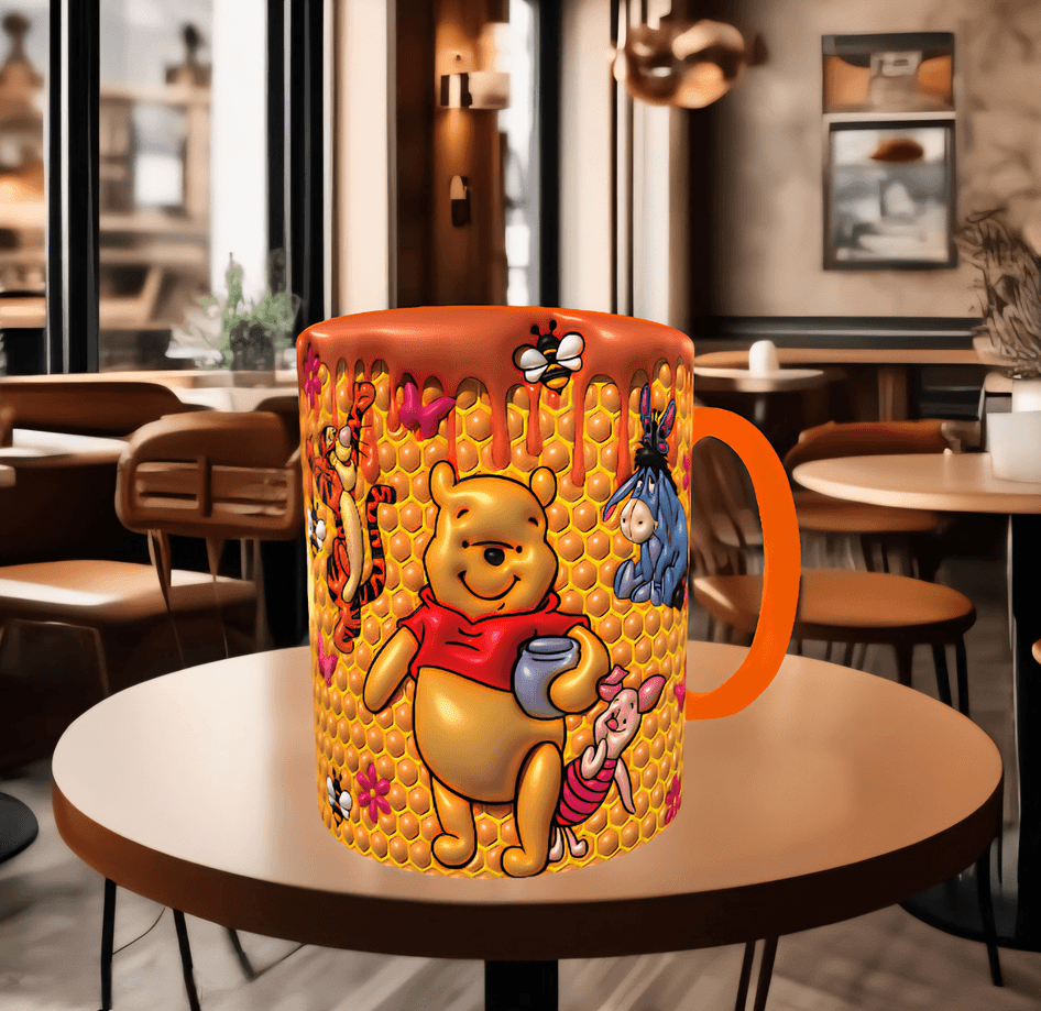 Winnie Baskı içi ve Kulpu Renkli Kupa