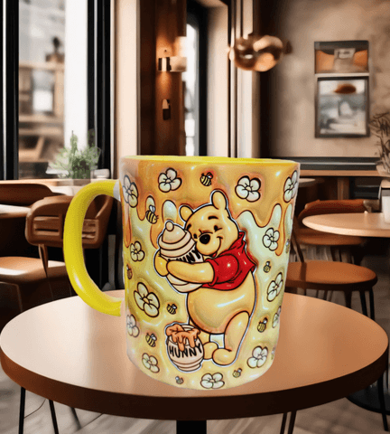 Winnie Baskı içi ve Kulpu Renkli Kupa