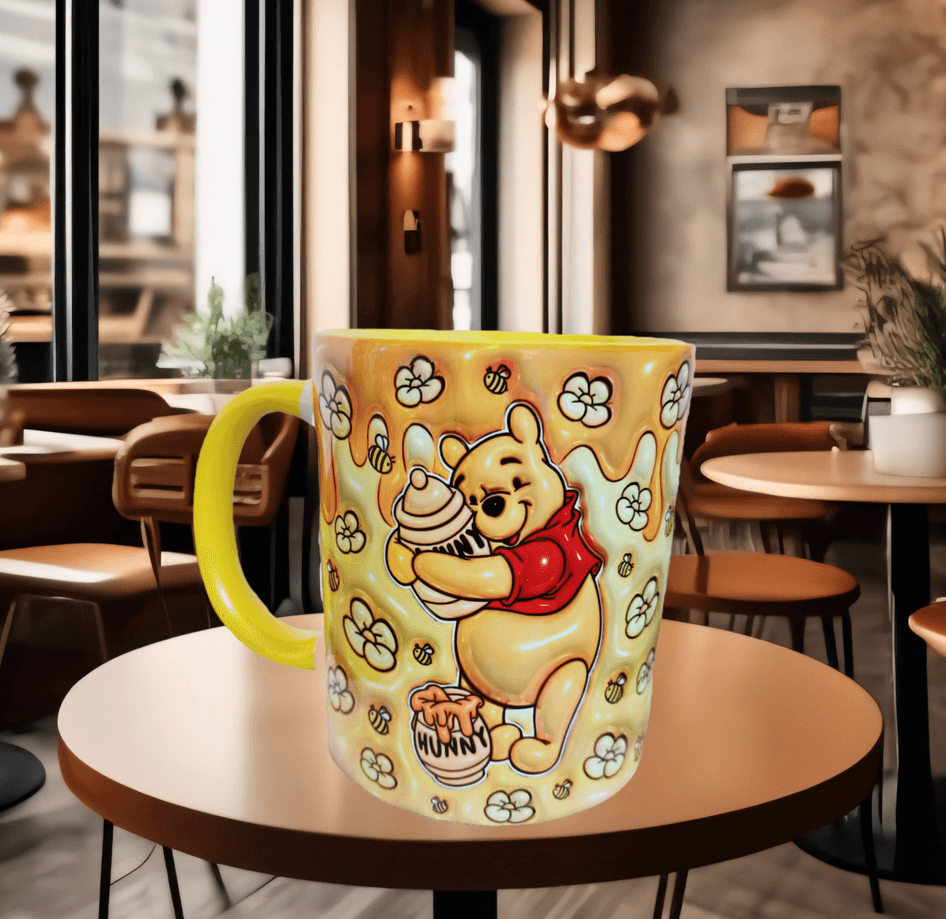 Winnie Baskı içi ve Kulpu Renkli Kupa