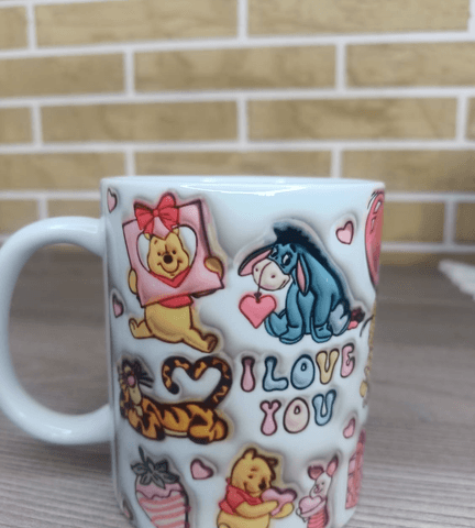 Winnie Baskı içi ve Kulpu Renkli Kupa