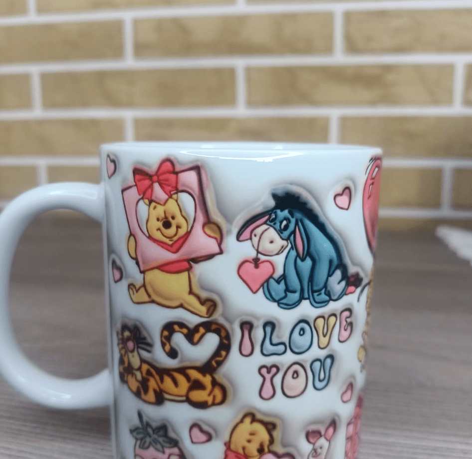 Winnie Baskı içi ve Kulpu Renkli Kupa