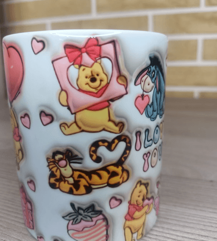 Winnie Baskı içi ve Kulpu Renkli Kupa