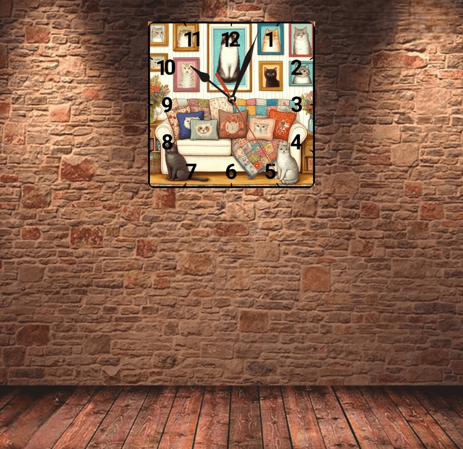 Kedi evi vintage baskı metal hediyelim dekoratif kaliteli duvar saati