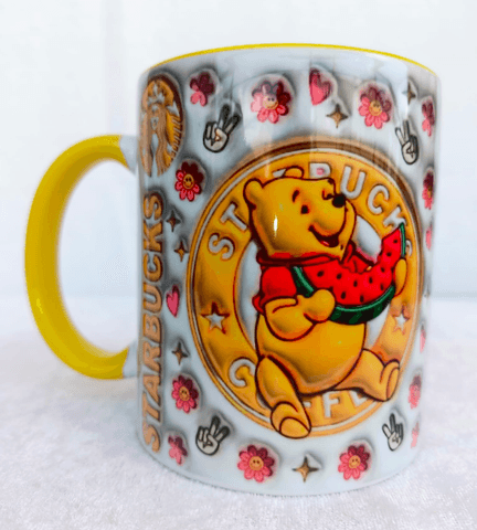 Winnie Baskı içi ve Kulpu Renkli Kupa