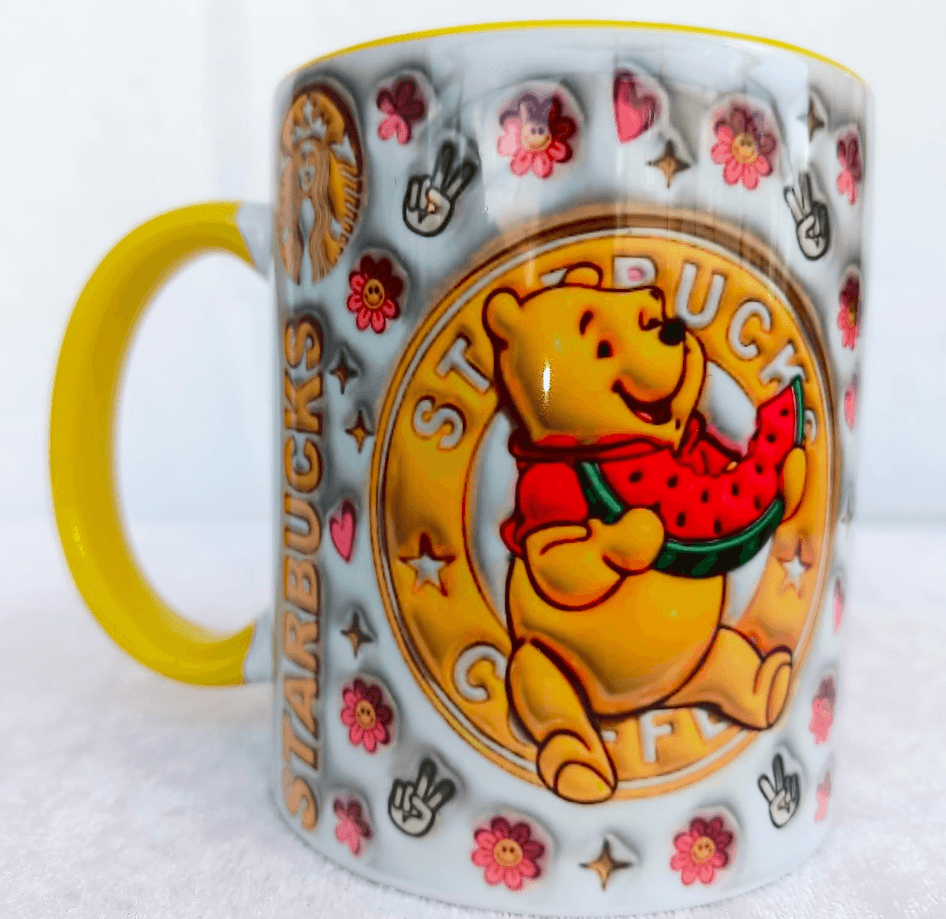 Winnie Baskı içi ve Kulpu Renkli Kupa