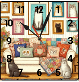 Kedi evi vintage baskı metal hediyelim dekoratif kaliteli duvar saati