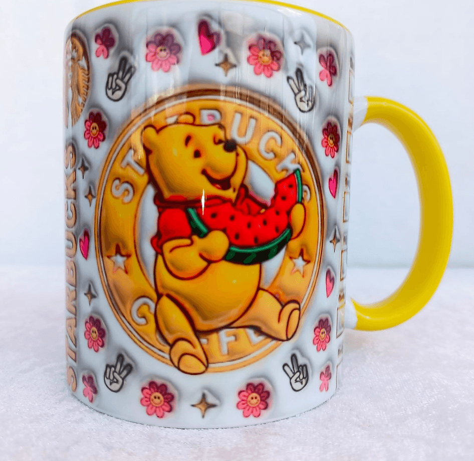 Winnie Baskı içi ve Kulpu Renkli Kupa