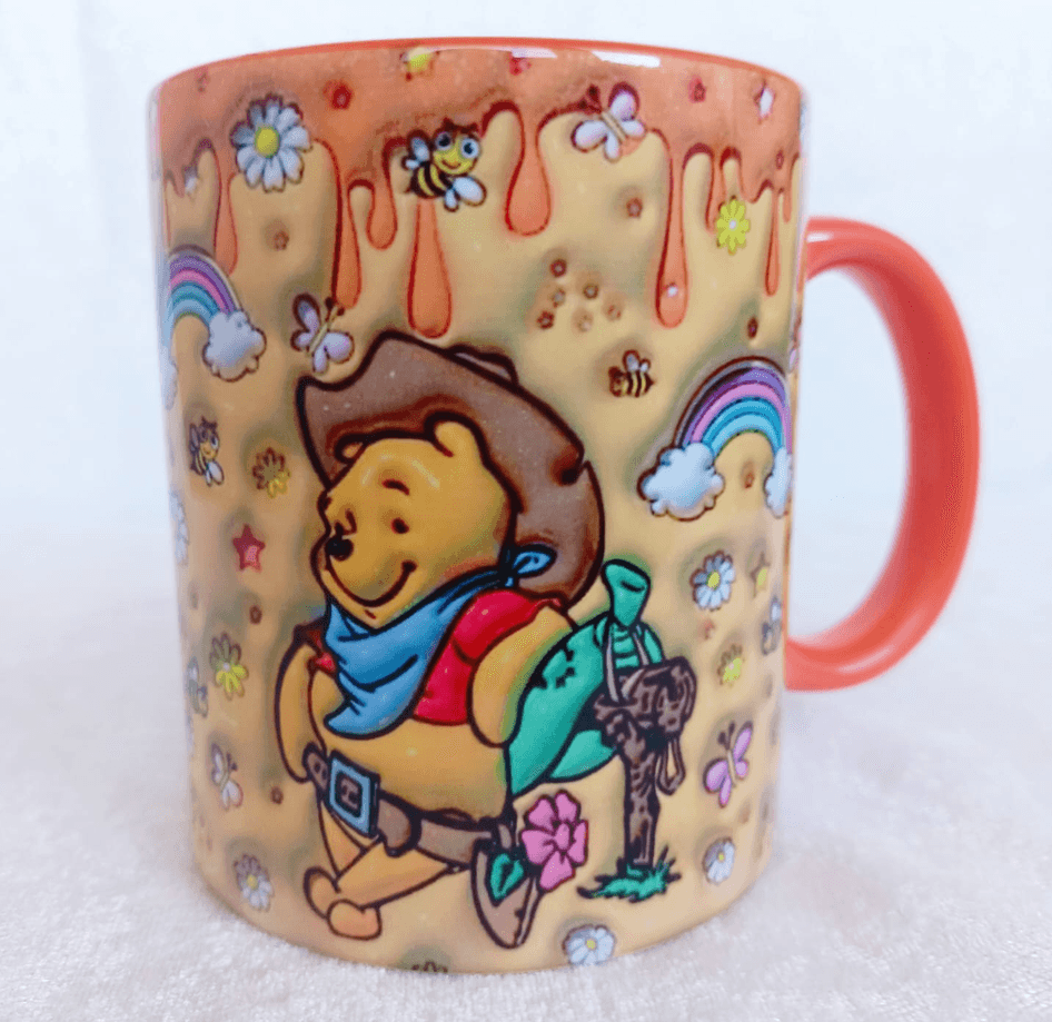 Winnie Baskı içi ve Kulpu Renkli Kupa