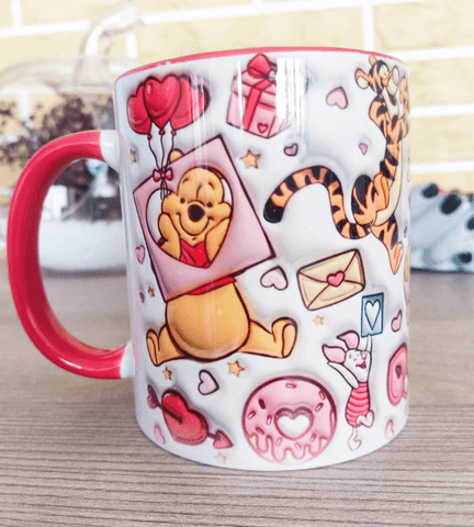 Winnie Baskı içi ve Kulpu Renkli Kupa