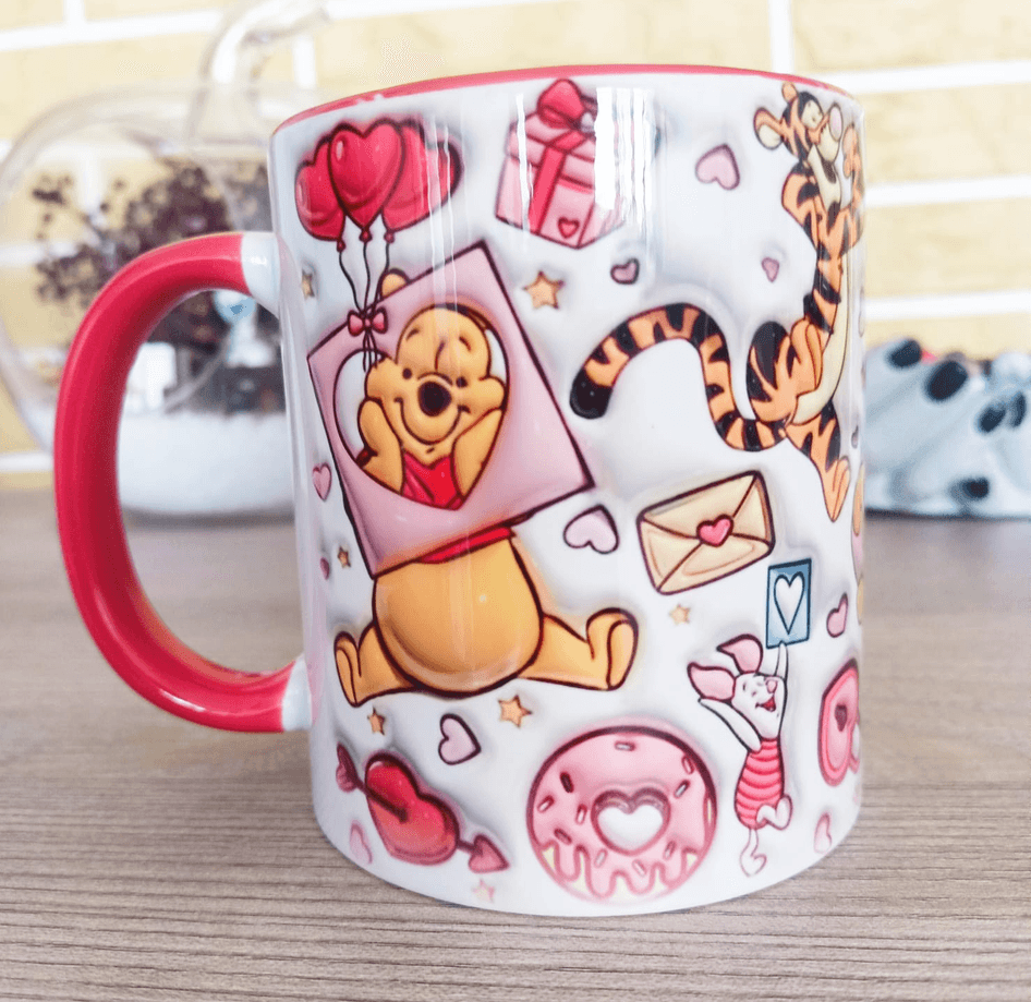 Winnie Baskı içi ve Kulpu Renkli Kupa