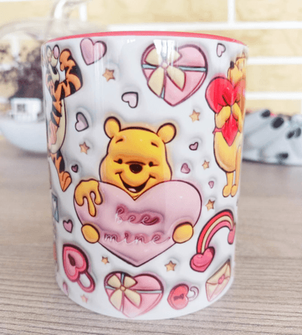 Winnie Baskı içi ve Kulpu Renkli Kupa