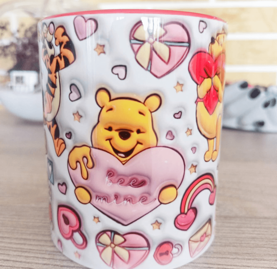 Winnie Baskı içi ve Kulpu Renkli Kupa