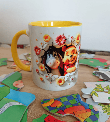 Winnie Baskı içi ve Kulpu Renkli Kupa