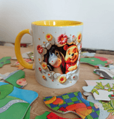 Winnie Baskı içi ve Kulpu Renkli Kupa