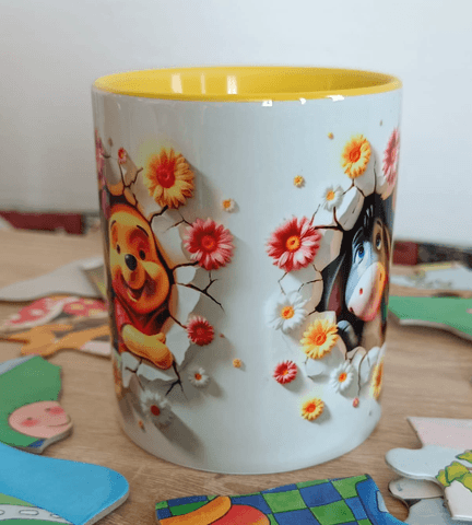 Winnie Baskı içi ve Kulpu Renkli Kupa