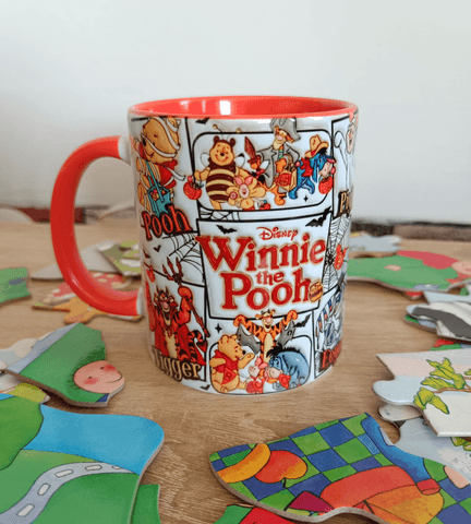 Winnie Baskı içi ve Kulpu Renkli Kupa