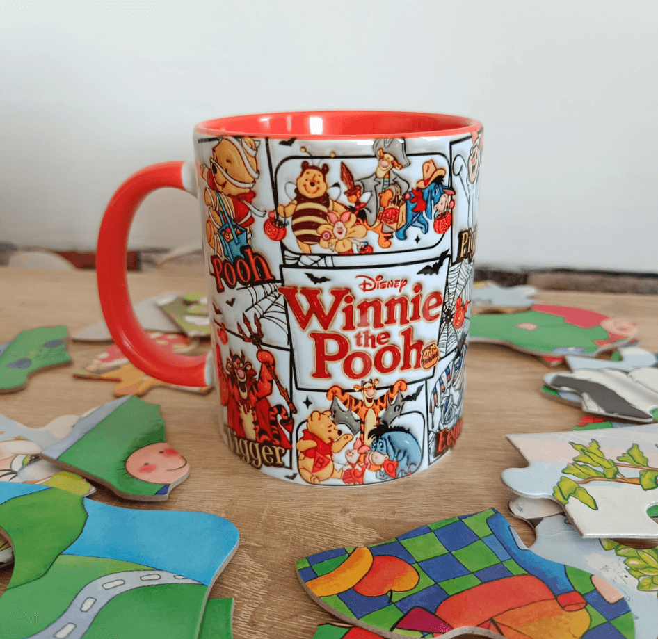 Winnie Baskı içi ve Kulpu Renkli Kupa