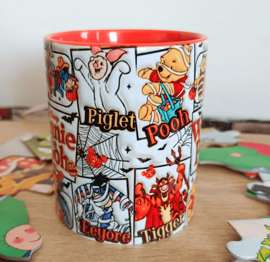 Winnie Baskı içi ve Kulpu Renkli Kupa