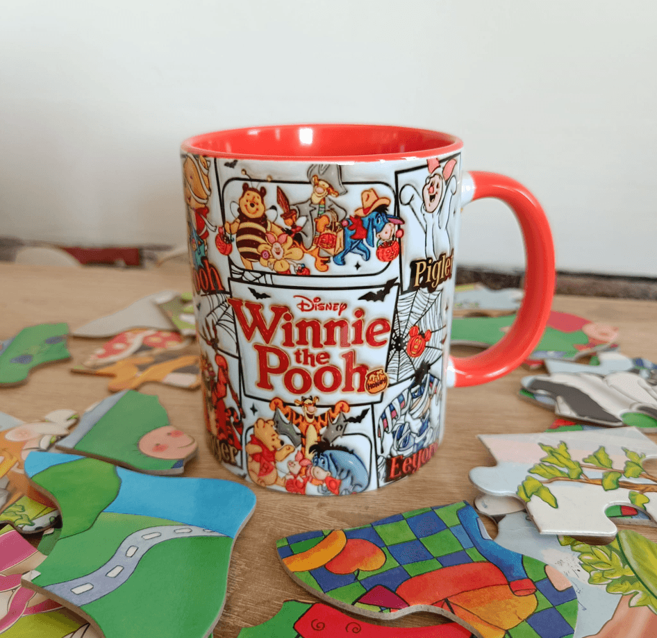 Winnie Baskı içi ve Kulpu Renkli Kupa