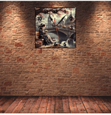 Kuğulu göl vintage baskı metal hediyelim dekoratif kaliteli duvar saati