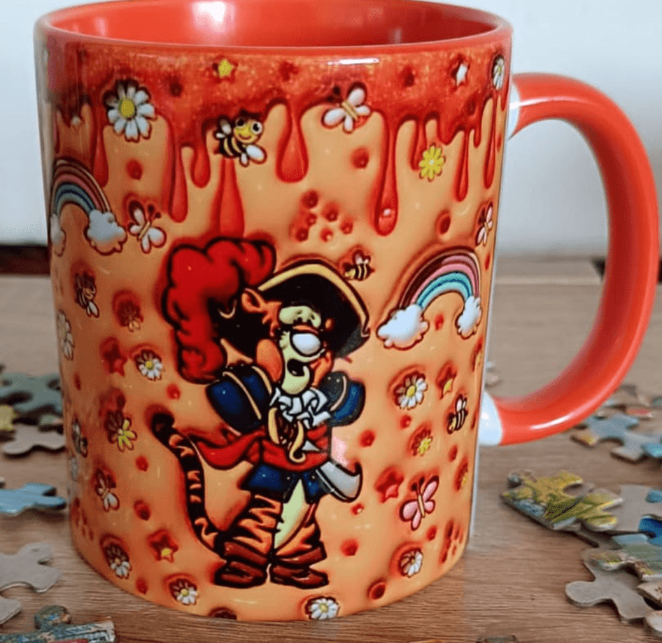Winnie Baskı içi ve Kulpu Renkli Kupa