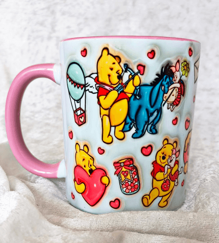 Winnie Baskı içi ve Kulpu Renkli Kupa