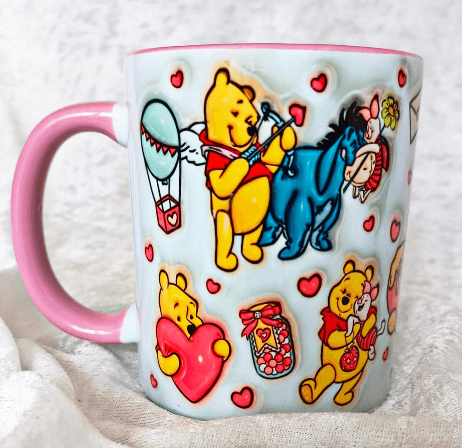 Winnie Baskı içi ve Kulpu Renkli Kupa