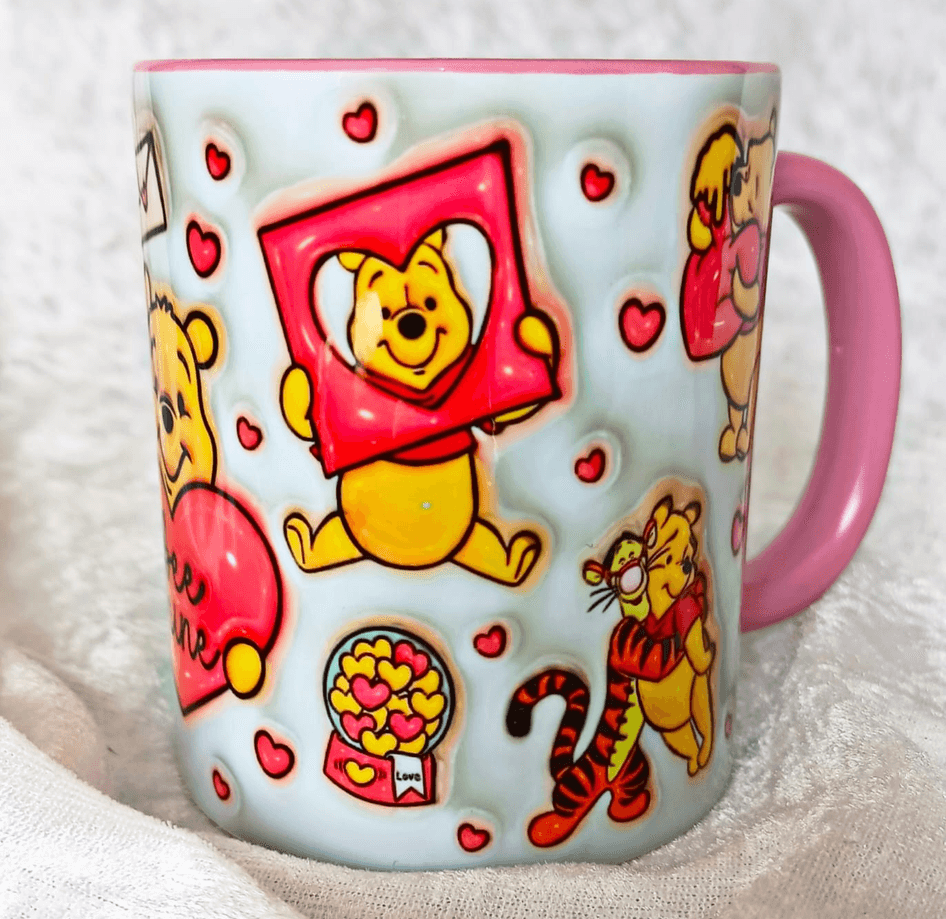 Winnie Baskı içi ve Kulpu Renkli Kupa